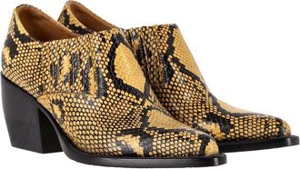 Chloé Womens Leather Snakeskin-Embossed Rylee Ankle Boot (Authentic Pre- Loved)