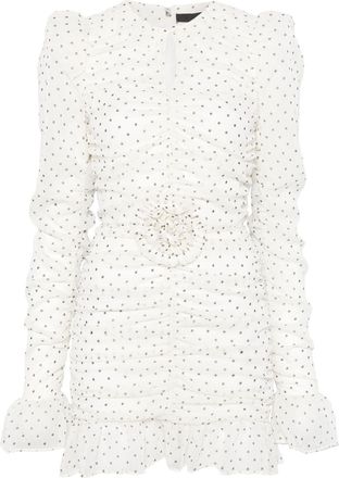 Rotate printed long-sleeves mini dress - women - Elastane/Polyester/Recycled Polyester - 38 - White