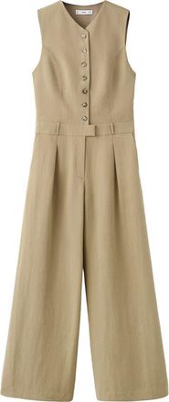 Mango Sleeveless Wide Leg Jumpsuit in Khaki at Nordstrom, Size Xx-Large