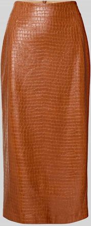 Jake*s Midirock in Leder-Optik mit Gehschlitz in Hellbraun, Gr&ouml;&szlig;e 32