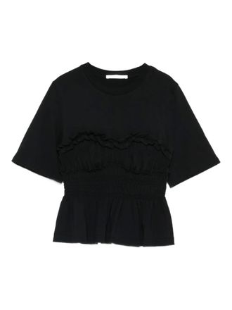 Cecilie Bahnsen ruffled top - women - Cotton/Elastane - M - Black