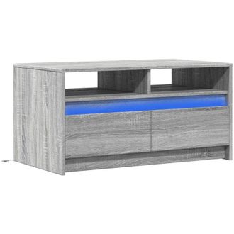 vidaXL Mesa De Centro Con Luces Led Madera De Ingenier&iacute;a Gris Sonoma Vidaxl