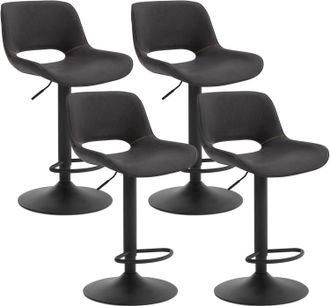 Woltu Woltu - 4x Taburetes De Cocina. Taburetes Giratorios Y Regulables En Altura Con Reposapi&eacute;s. Taburetes Altos Revestidos En Polipiel Con Respaldo Para B