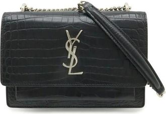 Saint Laurent Pre-owned Sunset Leather Chain Wallet Schoudertas - Dames - Vintage Schoudertas - Zwart - ONE Size - Leer - Vintage