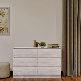 Seconique Malvern 6 Drawer Chest in Light Stone