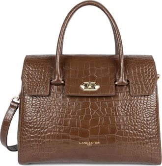 Lancaster Tassen, Dames, Bruin, ONE Size, Leer, Exo Large Flap Handbag