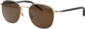 Montblanc Stijlvolle zonnebril Mb 0271S - Heren - Zonnebrillen - Geel - 55 MM - Accessoires