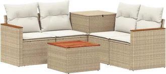 vidaXL Juego De Sof&aacute; 6 Uds. Beige Y Blanco Crema Vidaxl