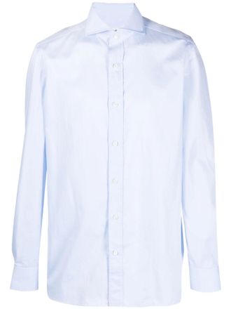 Borrelli Napoli Tailored White Cotton Shirt With Classic Collar And Structured Cuffs