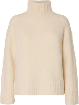Selected Hoge Hals Gebreide Trui - Dames - Coltruien - Beige - L - Truien & Vesten