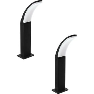 Loops 2 PACK IP44 Outdoor Pedestal Light Black Aluminium 11W LED Wall Post Lamp