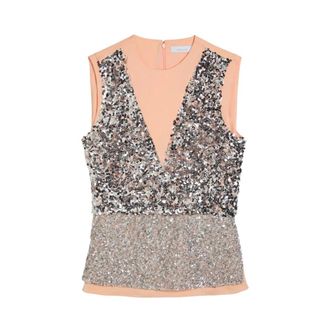 Paco Rabanne Blouses, female, Multicolor, Size: XS Sequined Jersey Top