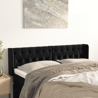 vidaXL Cabecero De Terciopelo Negro 147x16x78/88 Cm Vidaxl
