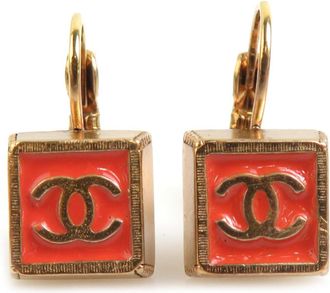 Chanel gold Enamel Metal Stud Earrings (Pre-Owned)