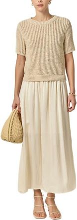 English Factory Mixed Media Cotton Blend Dress in Cream at Nordstrom, Size X-Small