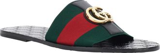 Gucci Mens Sandals Riviera Black Leather And Tech Fabric