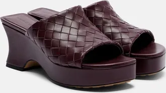 Bottega Veneta Rosita Intrecciato leather wedge mules