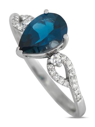 Luxury Bazaar 14kt witgouden ring met diamant - Zilver