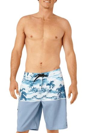 Rip Curl Dawn Patrol Colorblock Print Swim Trunks in Glacier Blue at Nordstrom, Size 36