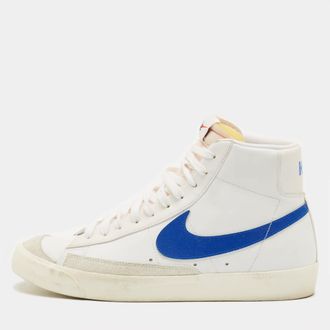 Nike Blazer Mid Size 45 White Leather and Suede 77 Vintage Racer High Top Sneakers