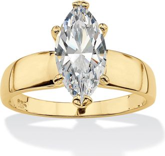 Palm Beach Jewelry 2.11 Cttw. Marquise Cut Cubic Zirconia 14k Gold Plated Silver Engagement Ring