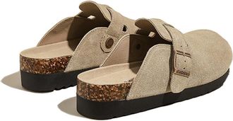 Generic Womens Suede Clogs Comfortable Platform Wedges Closed Toe Sandals Latex Footbed Thick Arch Support with Adjustable Strap for Work Walking Daily Wear C