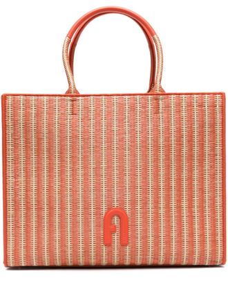Furla logo-patch tote bag - Orange