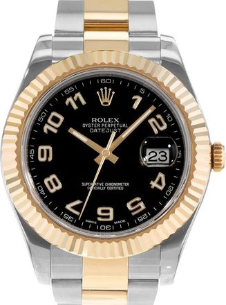 Rolex Pre-owned Rolex Datejust II Automatic Chronometer Black Dial Mens Watch 116333 BKAO