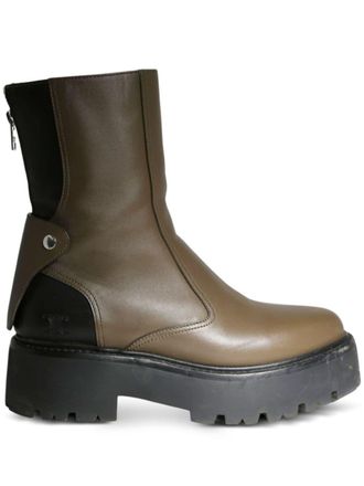 Celine Stivali in pelle con zip - Marrone