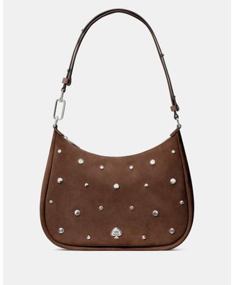 Kate Spade New York Womens Kayla Suede Studs Large Shoulder Bag - Dark Brown - One Size