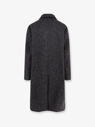 Hev&ograve; Mens Coat Santa Cesarea Grey Wool-Blend Polyester