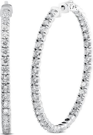 Pompeii3 8.00CT 2 Diamond Inside Outside Hoops 14k White Gold Lab Grown