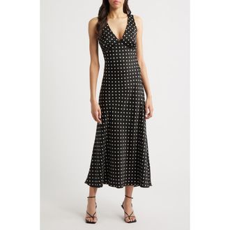 Lulus Julia Polka Dot Slipdress in Black /White at Nordstrom, Size X-Small