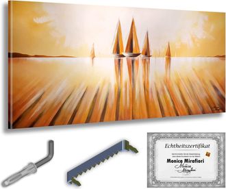 OEM Monica Mirafiori I 100% Artesanal I Gem&auml;lde Regatta I 140x70cm Gem&auml;lde Handgemalt Acr&iacute;lico Gel Sehr Gro&szlig;es Acrylbild I Moderne Kunst I Kunstbilder