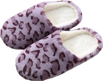 Generic Women Winter Slippers Ladies Leopard Slippers Fluffy Fuzzy Warm House Shoes for Indoor Winter Women Velvet Leopard Print Slipper for Cozy Indoor Footw