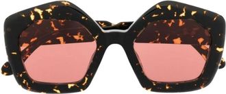 Marni Rechthoekige Havana Zonnebril - Dames - Zonnebrillen - Zwart - 51 MM - Accessoires