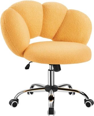 Yaheetech Yaheetech - Silla De Escritiorio De Oficina Silla De Estudio Altura Ajustable Silla Alchoada Silla Sin Reposabrazo Max Capacidad 136 Kg Amarillo