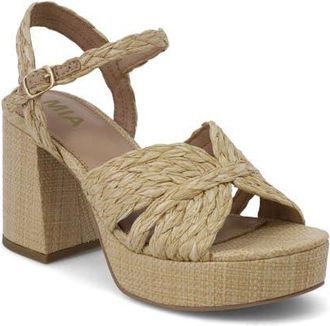 Mia Ankle Strap Platform Sandal in Natural at Nordstrom, Size 9.5