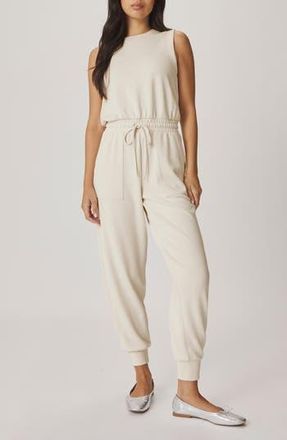 Splendid Scubasoft Tie Waist Sleeveless Jumpsuit in Pale Oak White at Nordstrom Rack, Size X-Small