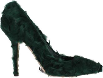 Dolce & Gabbana Groene Xiangao Lamsvacht Leren Pumps - Dames - Pumps - Groen - 40 EU - Schoenen