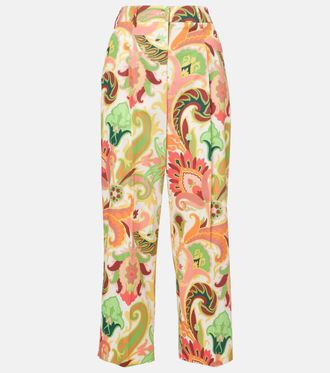 Etro Printed cotton wide-leg pants