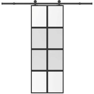 vidaXL Vidaxl - Puerta Corredera Set Herrajes Vidrio Templado Aluminio 76x205cm