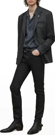 John Varvatos Bryson Blazer Mens Charcoal Gray Notch Lapel Snap Front GBO2693