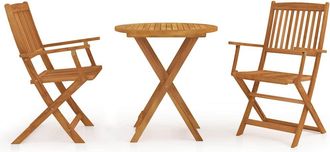 vidaXL Comedor De Jard&iacute;n Plegable 3 Piezas Madera Maciza De Acacia Vidaxl