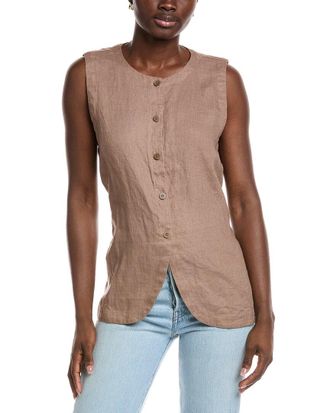 Eileen Fisher Round Neck Linen Long Vest