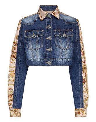 Philipp Plein Denim Cropped Jacket New Baroque