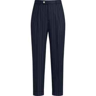 Brunello Cucinelli Virgin wool trousers in Blue at Nordstrom, Size 50 It