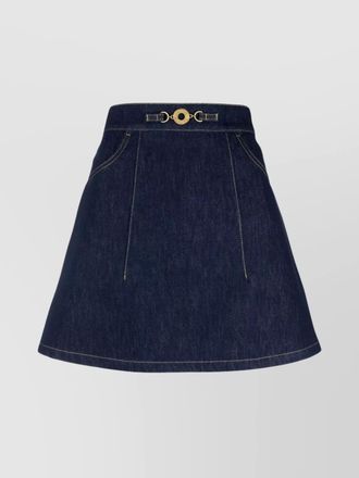Patou contrast stitching a-line denim skirt