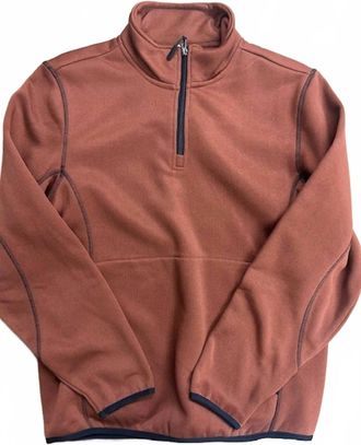 Panhandle Mens Heather Knit 1/4 Zip Sweater Jacket In Rust