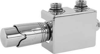 ECD Germany Set Di Connessione Centrale Con Termostato Per Radiatori - Bianco - Universale - Set Di Collegamento Blocco Rubinetto Valvola Multiblock Valvola Termo